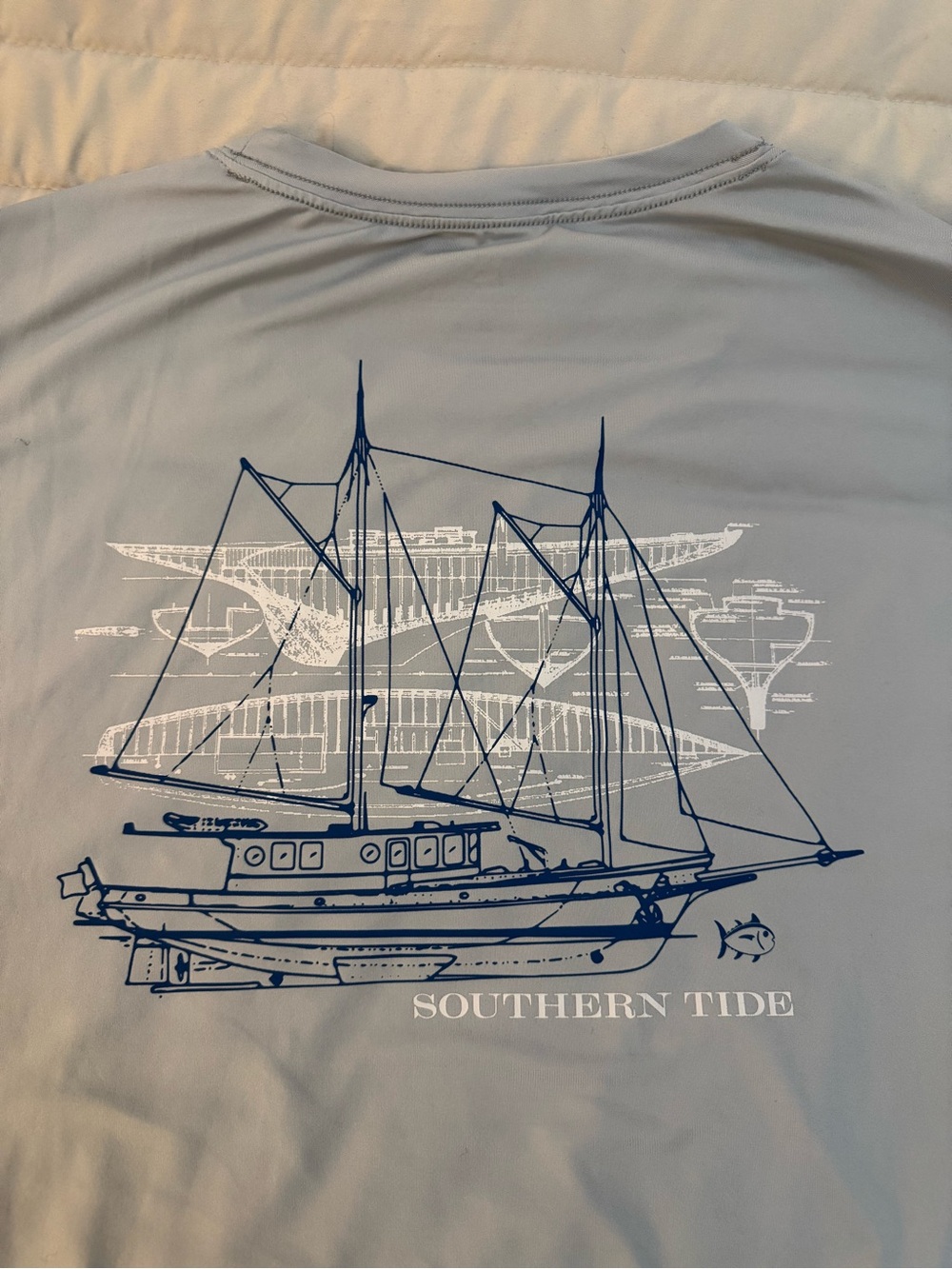 Southern Tide “Sail Boat Schematic” Long Sleeve Performance Shirt Men’s XL Gray